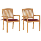 Fijn geschuurde teakhouten tuinstoelen met vintage uitstraling - Wijnrood / 2 - Tuinstoelen