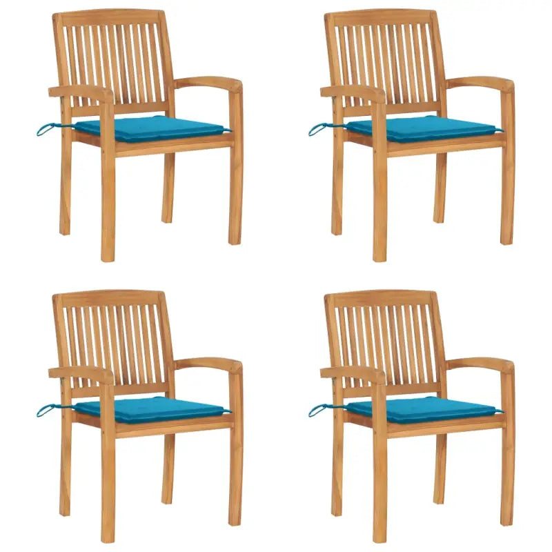 Fijn geschuurde teakhouten tuinstoelen met vintage uitstraling - Blauw / 4 - Tuinstoelen