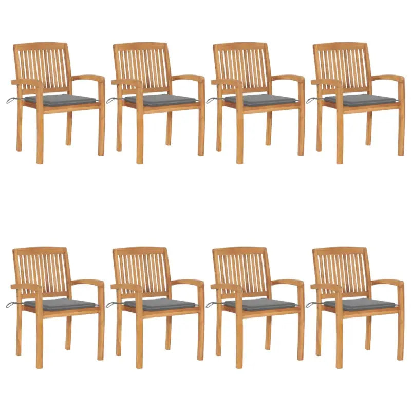 Fijn geschuurde teakhouten tuinstoelen met vintage uitstraling - Grijs / 8 - Tuinstoelen