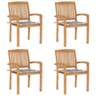 Fijn geschuurde teakhouten tuinstoelen met vintage uitstraling - Grijs ruitpatroon / 4 - Tuinstoelen