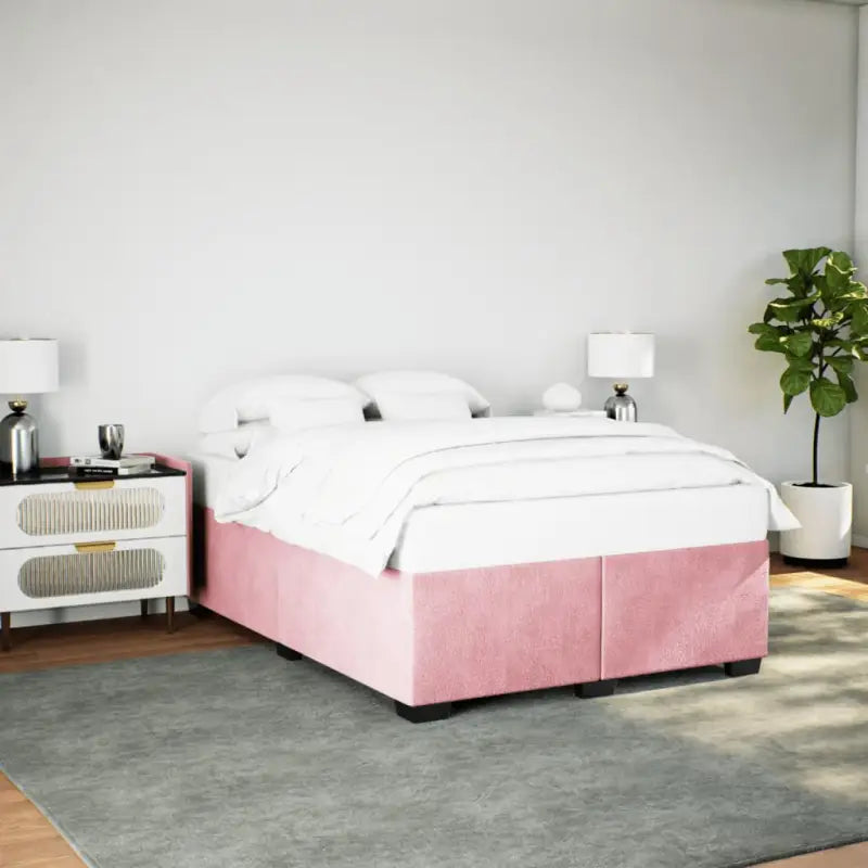 Fluwelen Bedframe voor Comfort en Stijl in de Slaapkamer - Roze / 140 x 190 cm - Bedden & bedframes