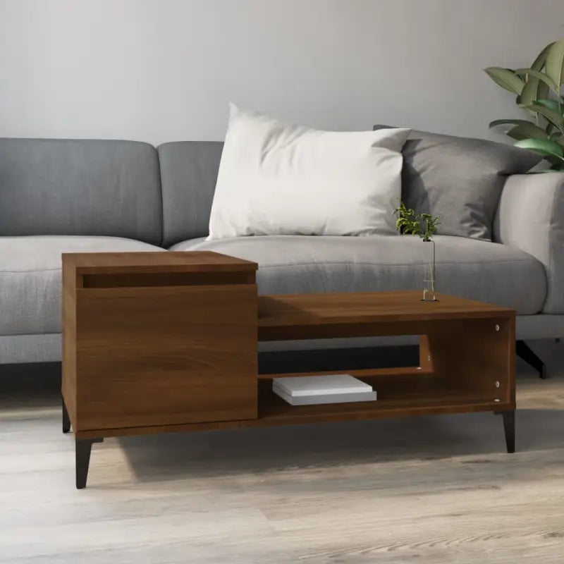Functionele salontafel van bewerkt hout met stabiele en vochtbestendige afwerking - bruin eikenkleur / 1 - Salontafels
