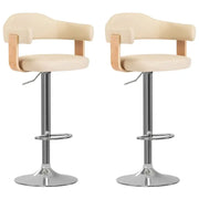 Gebogen hout barkrukken met kunstlederen zitcomfort - Barkrukken