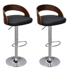 Gebogen hout barkrukken met metalen frame levering bevat stijlvolle stoelen - Zwart en donkerbruin / 2 - Barkrukken