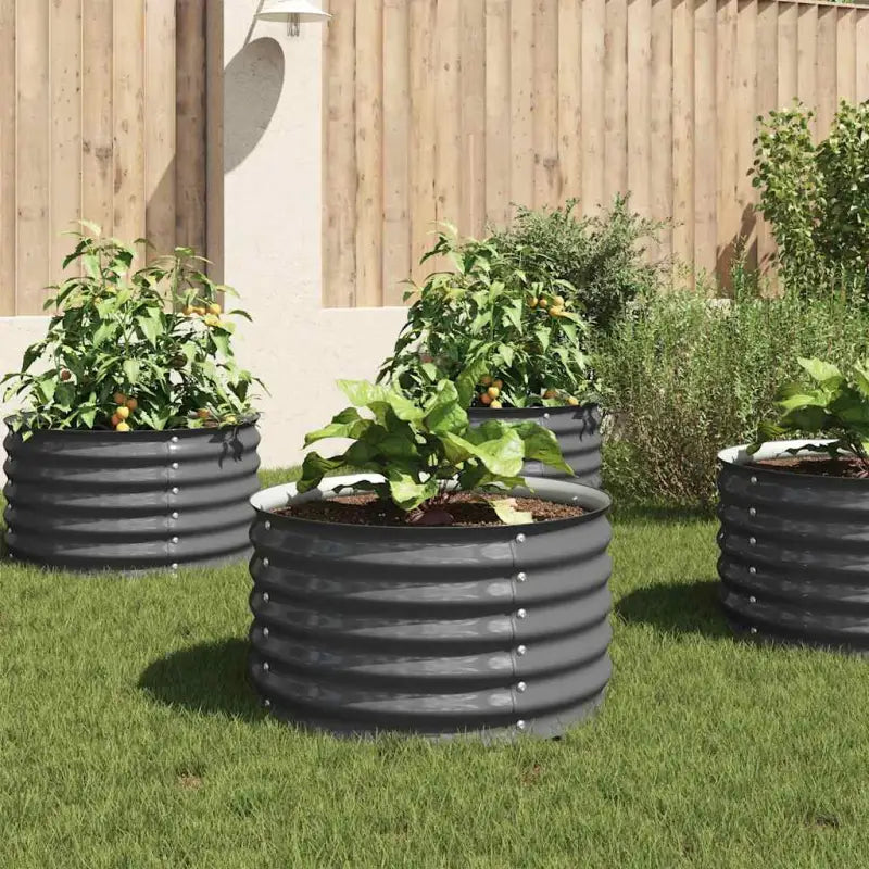 Gegalvaniseerd staal plantenbak voor tuin balkon en patio decoratie - Grijs / 80 x 80 x 44 cm / 1 - Bloempotten &