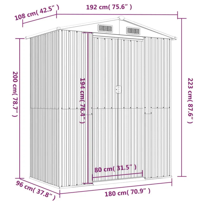 Gegalvaniseerd stalen tuinhuizen met praktische ventilatieopening - Tuinhuizen