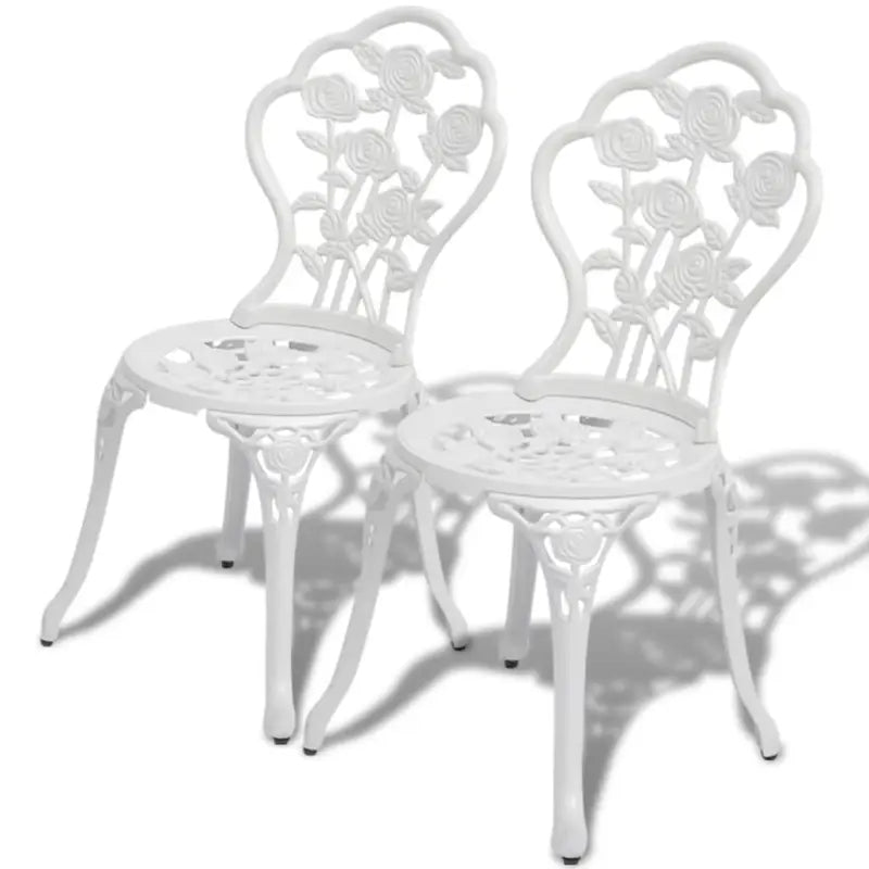 Gegoten aluminium bistroset met ronde tafel voor tuin en terras - Wit - Tuinsets