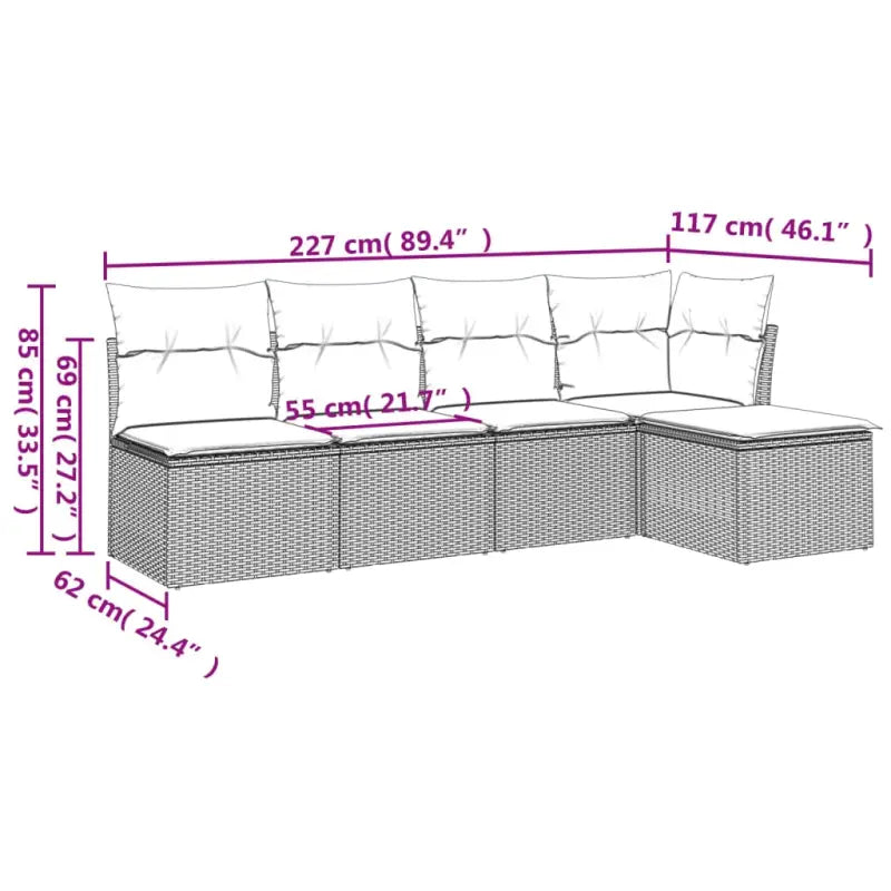 Gele loungeset van gepoedercoat staal met comfortabele beige materialen - Tuinsets