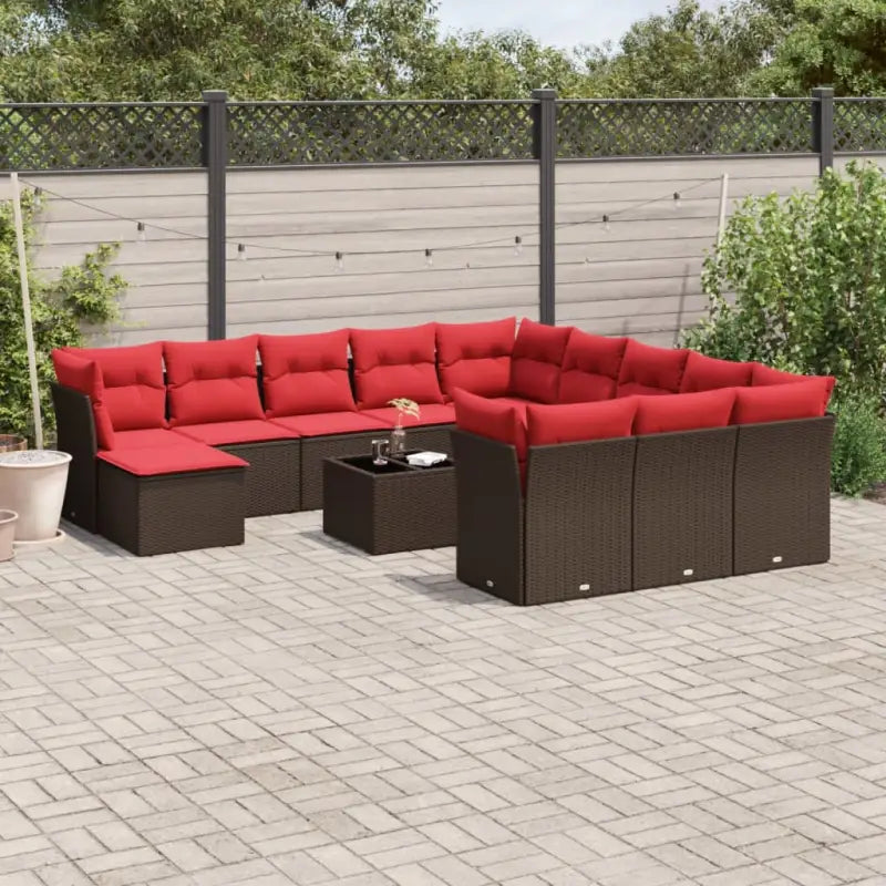 Geleverde tuinset van grijs materiaal met waterdichte tas en gepoedercoat staal - Bruin en rood / Met tafel - Tuinsets