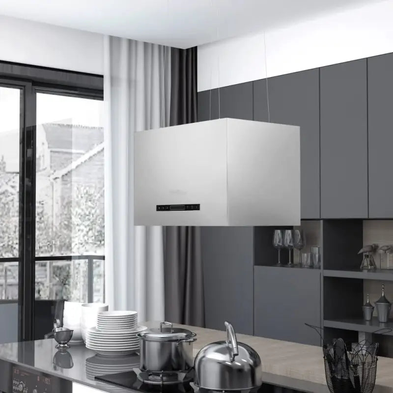 Geluidsarme hangende afzuigkap met wasbare aluminium vetfilter - Zilver / 55 cm - Afzuigkappen