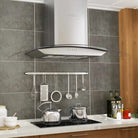 Geluidsarme wandafzuigkap met twee 3-laags wasbare aluminium vetfilters - 90 cm - Afzuigkappen
