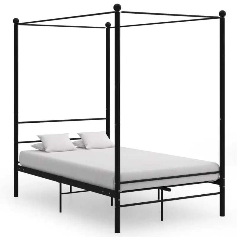 Gepoedercoat metalen bed met bovenframe voor privacy en charme - Zwart / 140 x 200 cm - Bedden & bedframes
