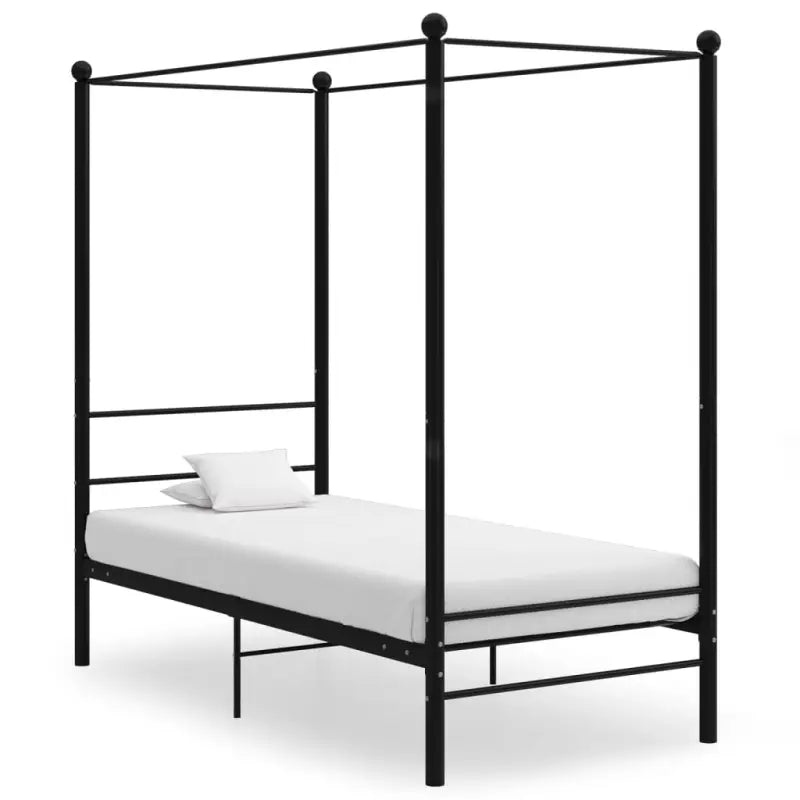 Gepoedercoat metalen bed met bovenframe voor privacy en charme - Zwart / 90 x 200 cm - Bedden & bedframes