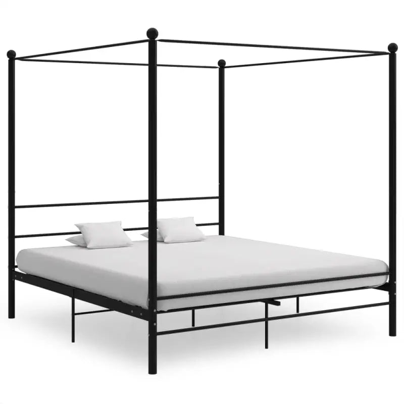 Gepoedercoat metalen bed met bovenframe voor privacy en charme - Zwart / 200 x 200 cm - Bedden & bedframes