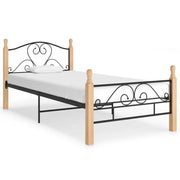 Gepoedercoat metalen bedframe met licht eikenhout voor een warme slaapkamer - Bedden & bedframes