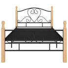Gepoedercoat metalen bedframe met licht eikenhout voor een warme slaapkamer - Bedden & bedframes