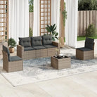 Gepoedercoat staal loungeset met poly rattan voor comfortabele zitervaring - Grijs / Met tafel - Tuinsets