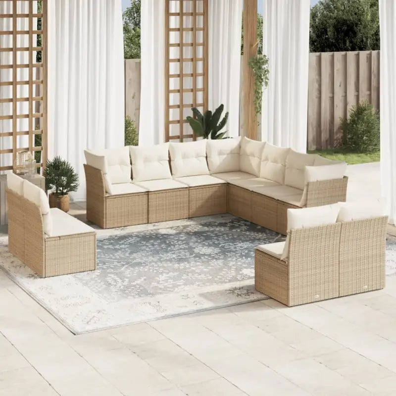 Gepoedercoat staal loungeset met poly rattan voor comfortabele zitervaring - beige en crèmekleurig / Zonder tafel