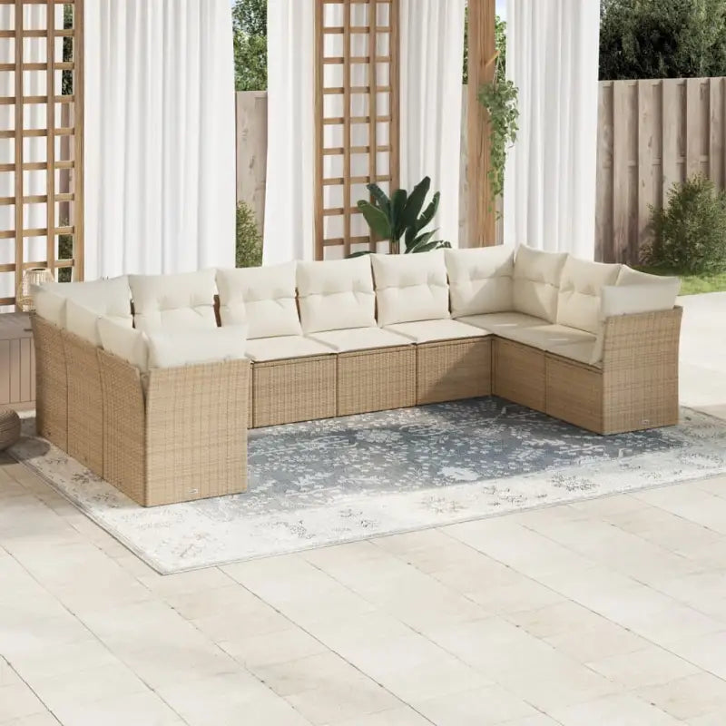 Gepoedercoat staal loungeset met poly rattan voor een comfortabele zitervaring - beige en crèmekleurig / Zonder tafel