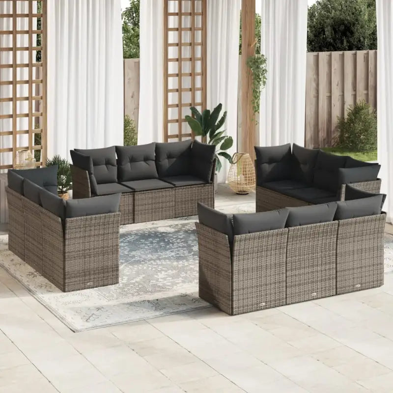 Gepoedercoat staal tuin loungerset met poly rattan en comfortabele zitervaring - Grijs / Zonder tafel - Tuinsets
