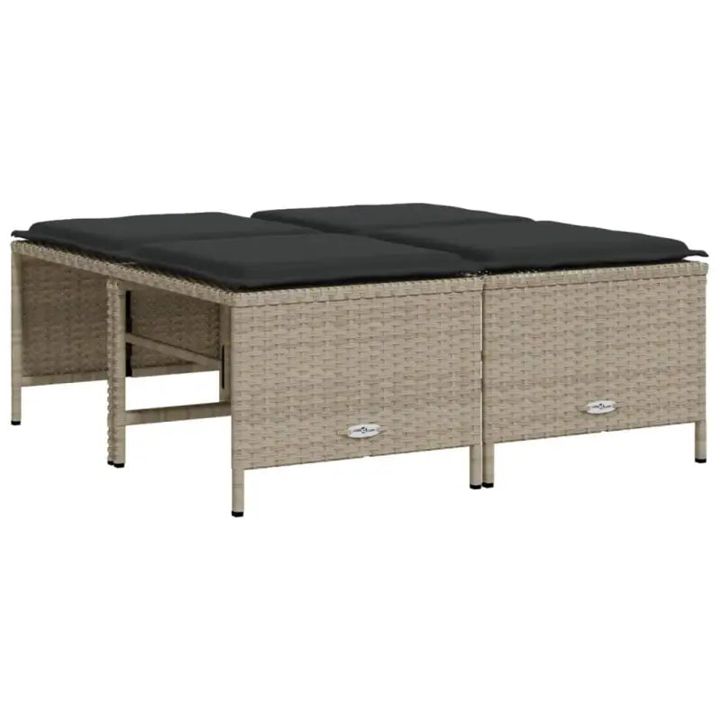 Gepoedercoat staal tuinset met poly rattan en uitschuifbare luifel - Tuinsets