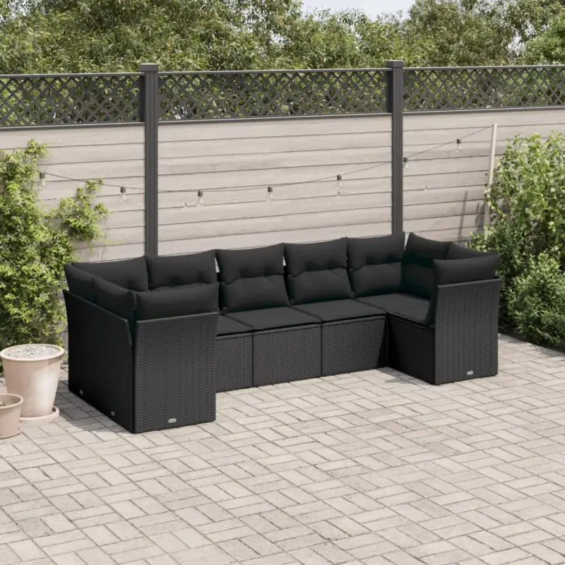 Gepoedercoat staal tuinset met poly rattan for een comfortabele zitervaring - Zwart - Tuinsets