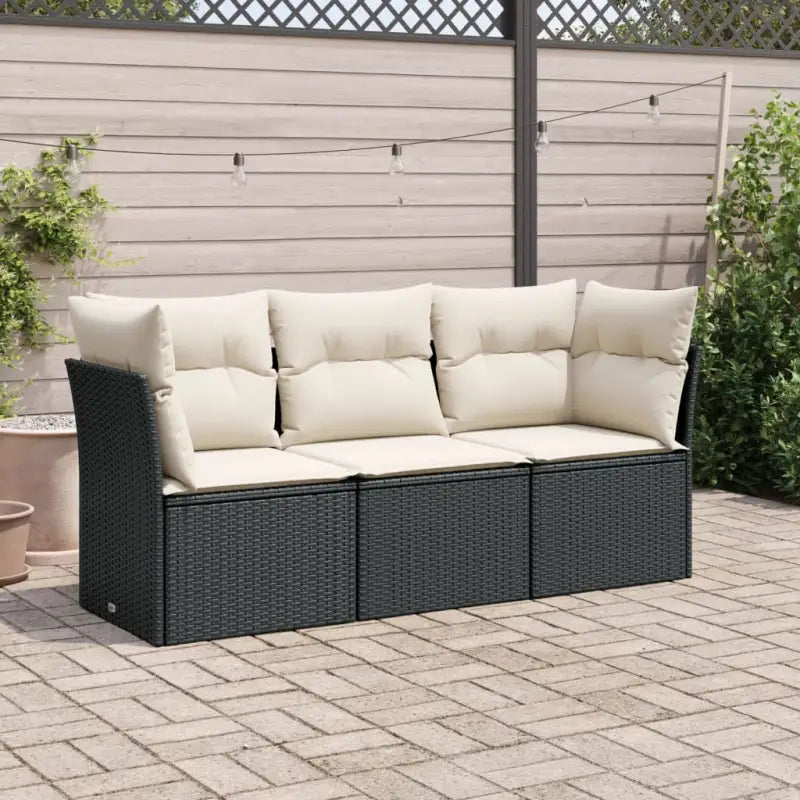 Gepoedercoat staal tuinset met poly rattan voor een comfortabele zitervaring - Zwart en crème / Zonder tafel - Tuinsets