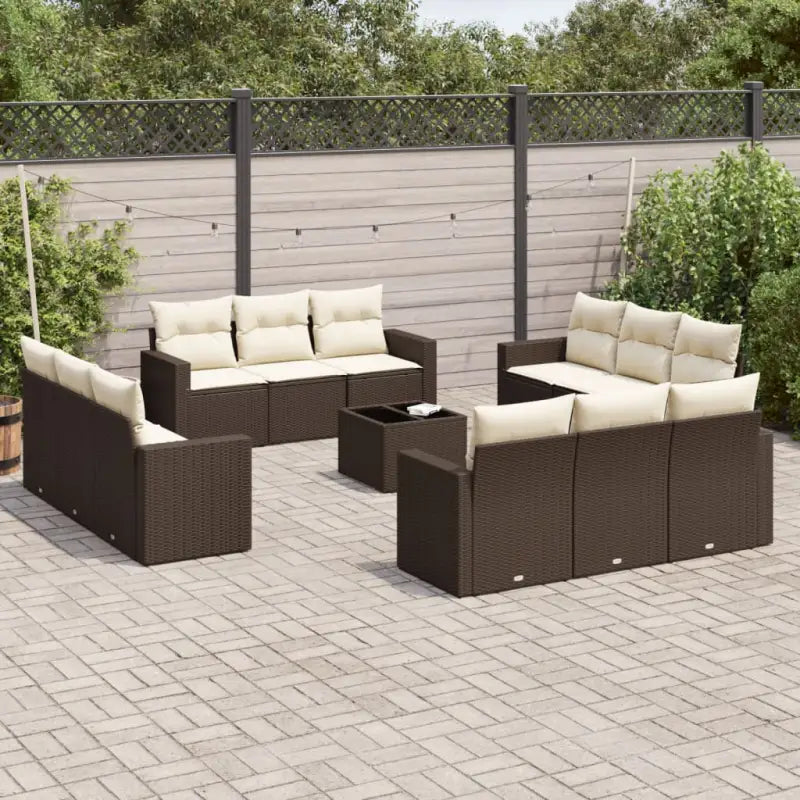 Gepoedercoat staal tuinstoelset met poly rattan voor een comfortabele zitervaring - Bruin en crème / Met tafel
