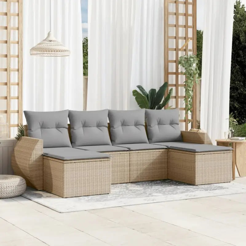 Gepoedercoat stalen loungeset in beige met waterdichte tas en afmetingen - Beige en grijs / Zonder tafel - Tuinsets