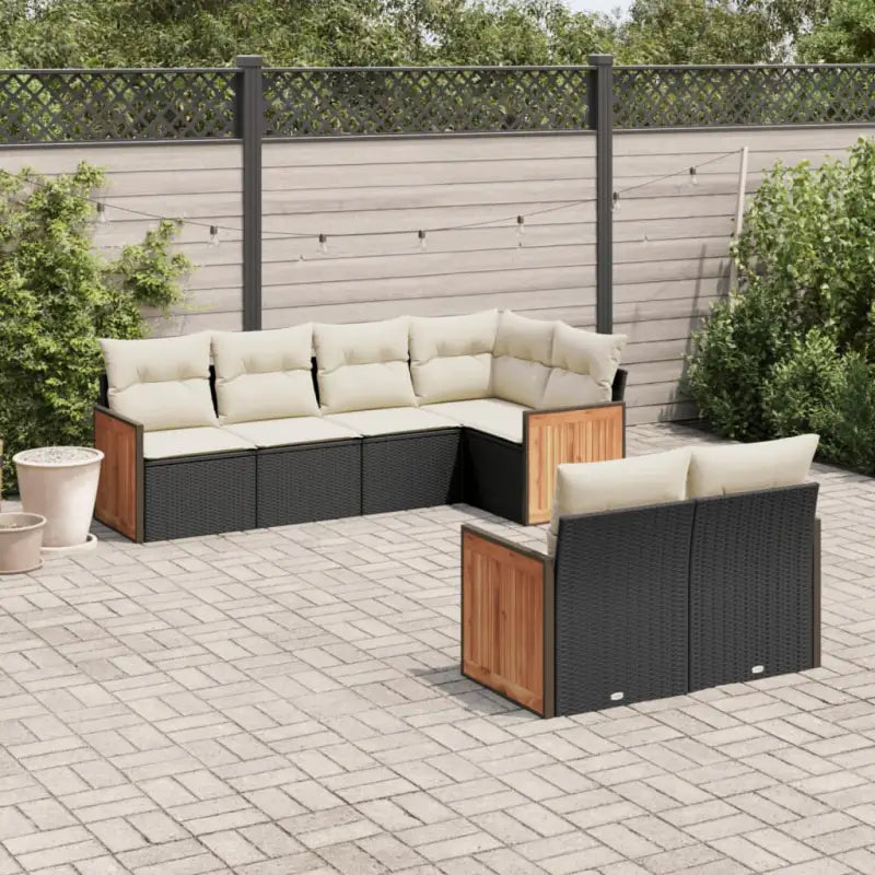 Gepoedercoat stalen loungeset met beige materiaal voor tuin of terras - Zwart en crème - Tuinsets