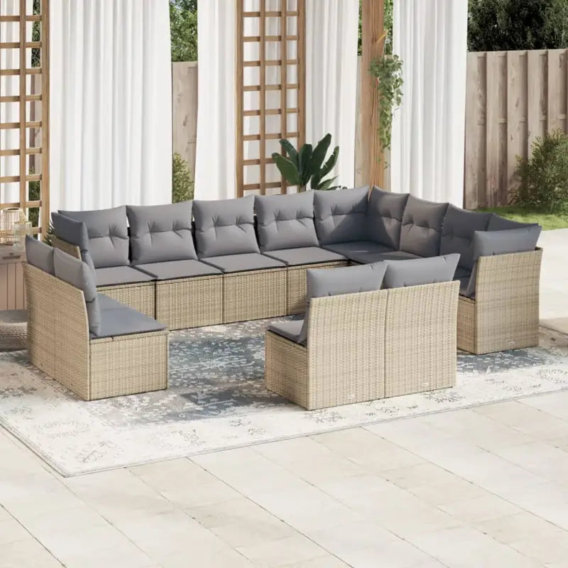 Gepoedercoat stalen tuinset met poly rattan en waterdichte tas - Beige en grijs / Zonder tafel - Tuinsets