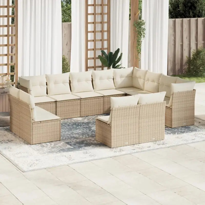 Gepoedercoat stalen tuinset met poly rattan en waterdichte tas - beige en crèmekleurig / Zonder tafel - Tuinsets