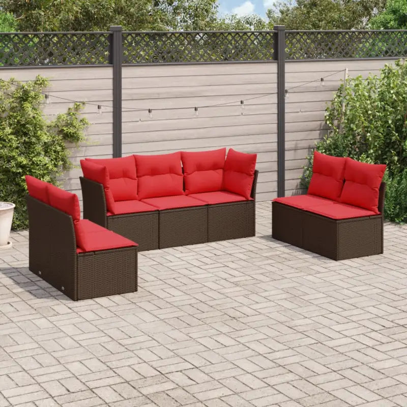 Gepoedercoat stalen tuinset met poly rattan en waterdichte tas - Bruin en rood / Zonder tafel - Tuinsets