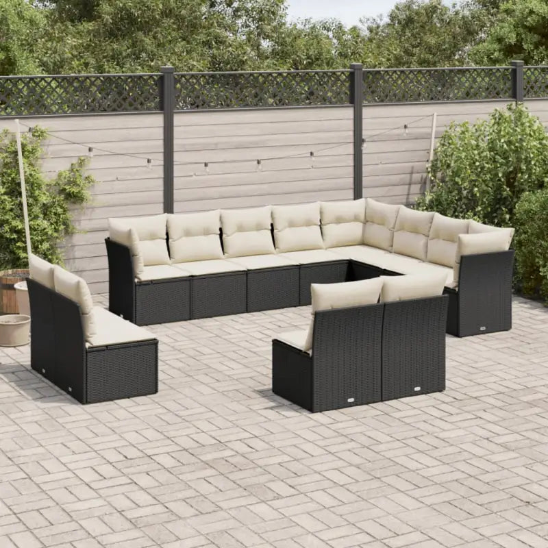 Gepoedercoat stalen tuinset met poly rattan en waterdichte tas - Zwart en crème / Zonder tafel - Tuinsets