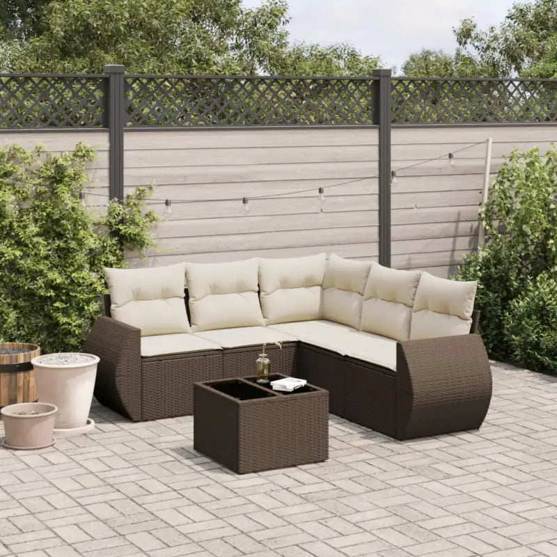 Gepoedercoate stalen tuinset met beige materiaal en comfortabele afmetingen - Bruin en crème / Met tafel - Tuinsets