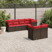 Gepolijst stalen loungeset met poly rattan voor comfortabele zitervaring - Bruin en rood - Tuinsets