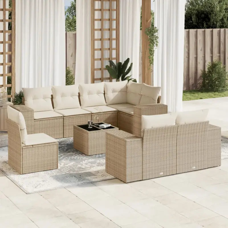 Gepolijst Stalen Loungeset met Waterdichte Tas en Beige Material - beige en crèmekleurig / Met tafel - Tuinsets
