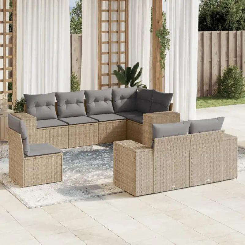 Gepolijst Stalen Loungeset met Waterdichte Tas en Beige Material - beige en lichtgrijs / Zonder tafel - Tuinsets