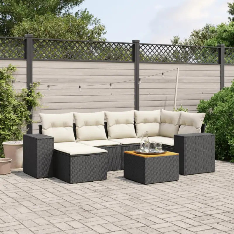 Gepolijste loungeset met beige materiaal en gepoedercoat staal afmetingen - Zwart en crème - Tuinsets