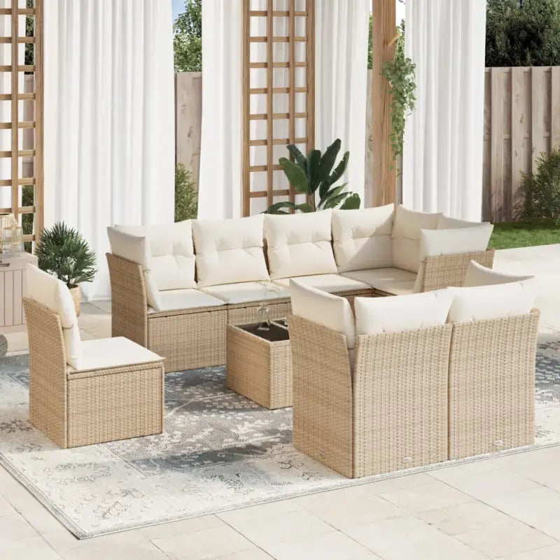 Gepolijste loungeset met poly rattan en beige materiaal voor buitengebruik - Tuinsets