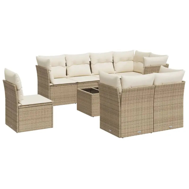Gepolijste loungeset met poly rattan en beige materiaal voor buitengebruik - Tuinsets