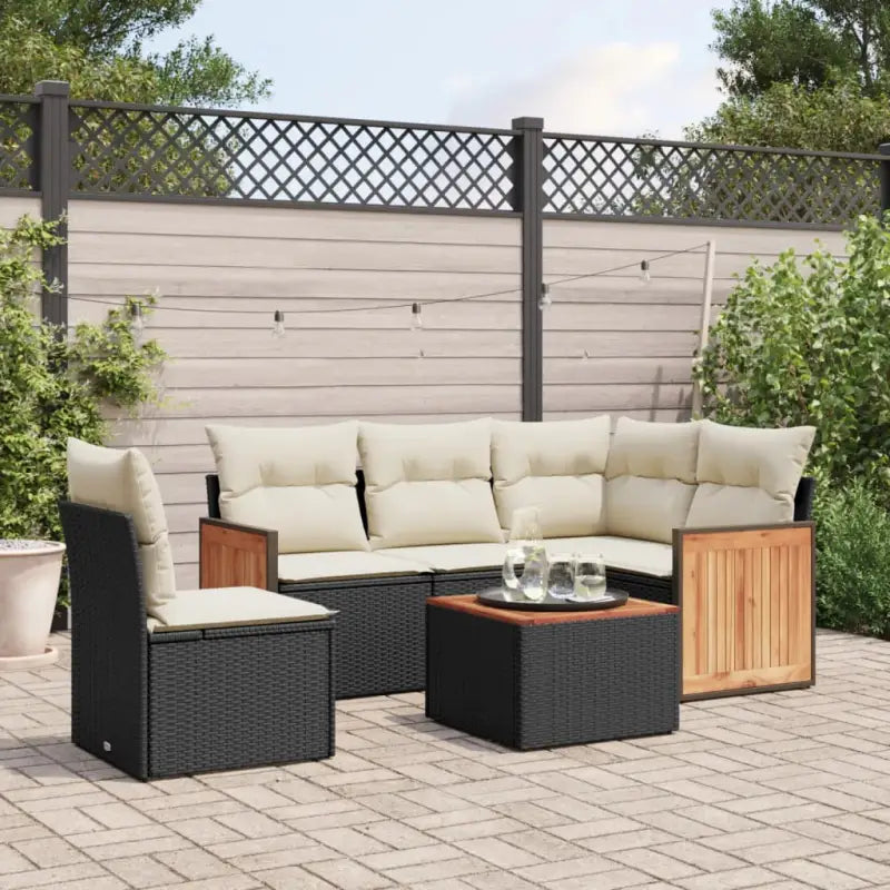 Gepubliceerd tuinsets met beige materiaal en gepoedercoat staal afmetingen - Zwart en crème / Met tafel - Tuinsets