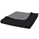Gevatte bedsprei met dubbel kleur en gestikte ruiten - Zwart en grijs / 220 x 240 cm / 1 - Dekbedden