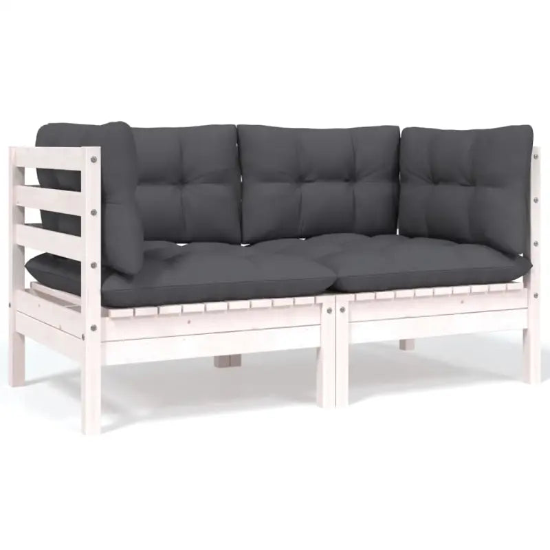 Gezellig tuinset van massief grenenhout met comfortabele rug en zijkussen - Wit - Tuinsets