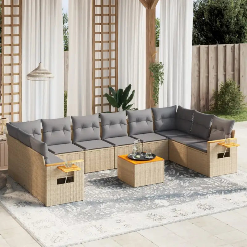 Gezellige tuinset met beige materiaal en waterdichte tas - Beige en grijs / Met tafel - Tuinsets