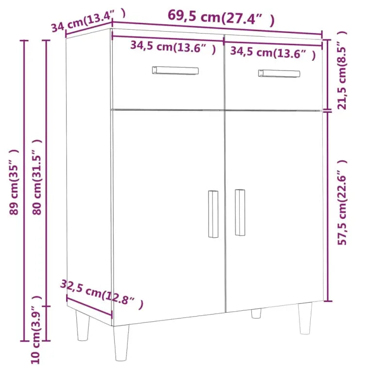 Graues Sonoma dressoir met trendy ontwerp en gemakkelijk schoon te maken oppervlak - Dressoirs & buffetkasten