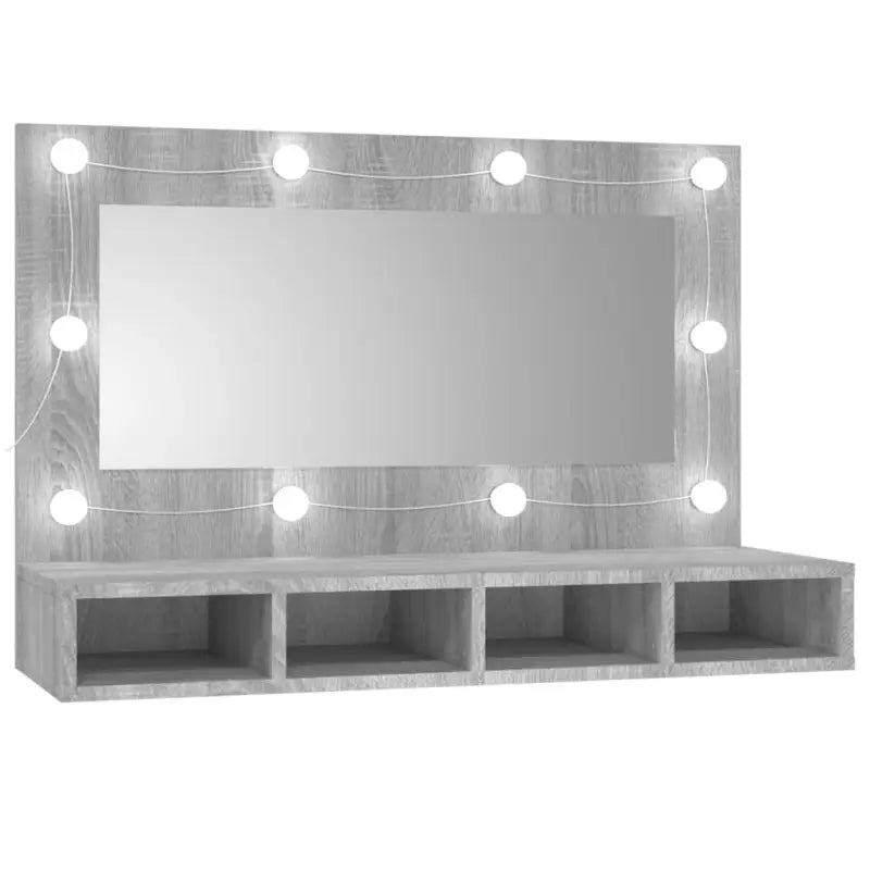 Grijs Sonoma badkamerkaptafel met LED-verlichting en spiegelkast - Badkamerkaptafels