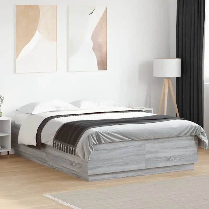 Grijs Sonoma bedframe van bewerkt hout voor een goede nachtrust - Grijs sonoma / 120 x 200 cm - Bedden & bedframes