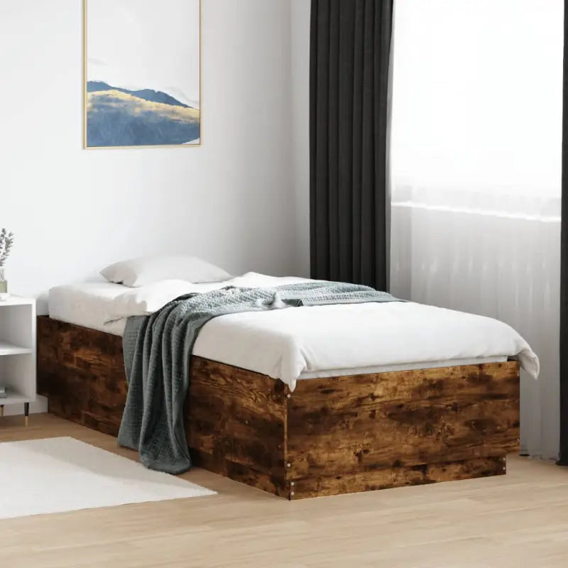 Grijs Sonoma bedframe van bewerkt hout voor een goede nachtrust - Gerookt eiken / 90 x 200 cm - Bedden & bedframes