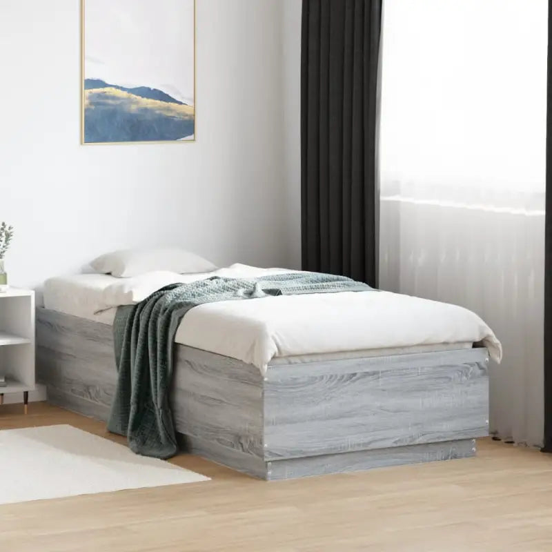 Grijs Sonoma bedframe van bewerkt hout voor een goede nachtrust - Grijs sonoma / 75 x 190 cm - Bedden & bedframes